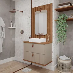 Gabinete para Banheiro Milano 80cm Freijó/cappuccino Mgm