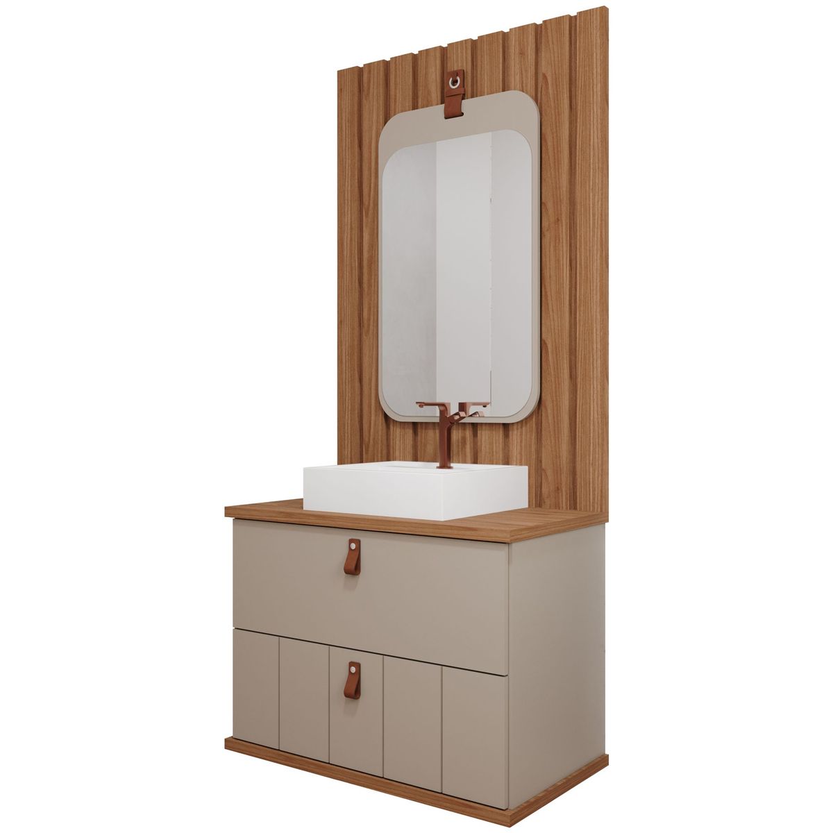 Gabinete para Banheiro Milano 60cm Freijó/cappuccino Mgm, marca Mgm - Foto Principal