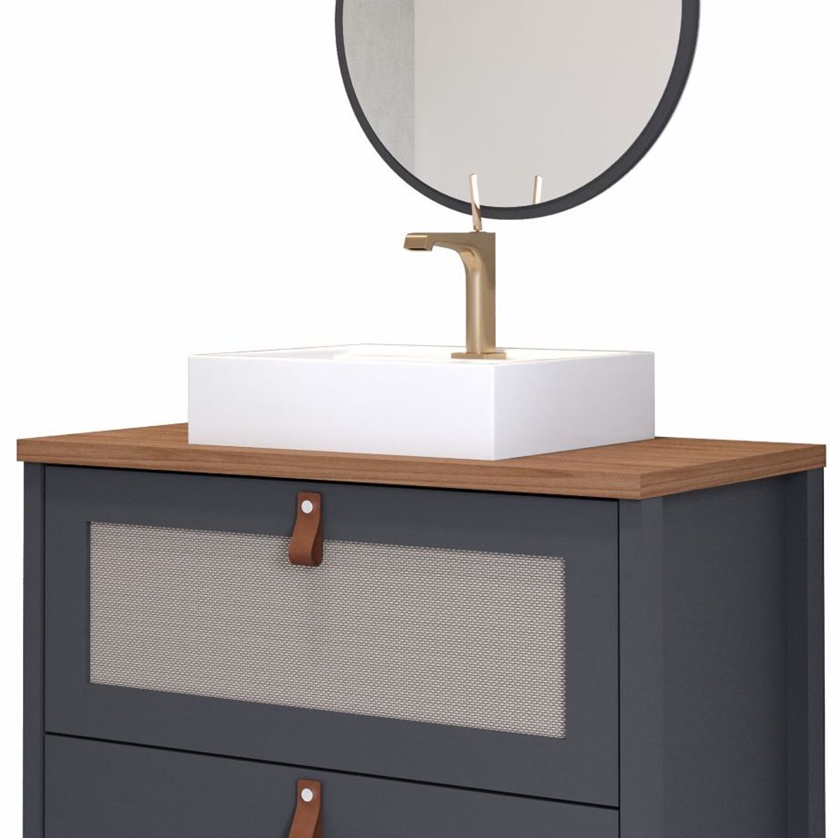 Gabinete para Banheiro Veneto 60cm Freijó/titanium Mgm, marca Mgm - Foto Principal