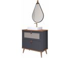 Gabinete para Banheiro Veneto 60cm Freijó/titanium Mgm