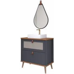 Gabinete para Banheiro Veneto 60cm Freijó/titanium Mgm