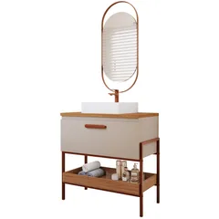 Gabinete para Banheiro Portinari 80cm Freijó/cappuccino Mgm