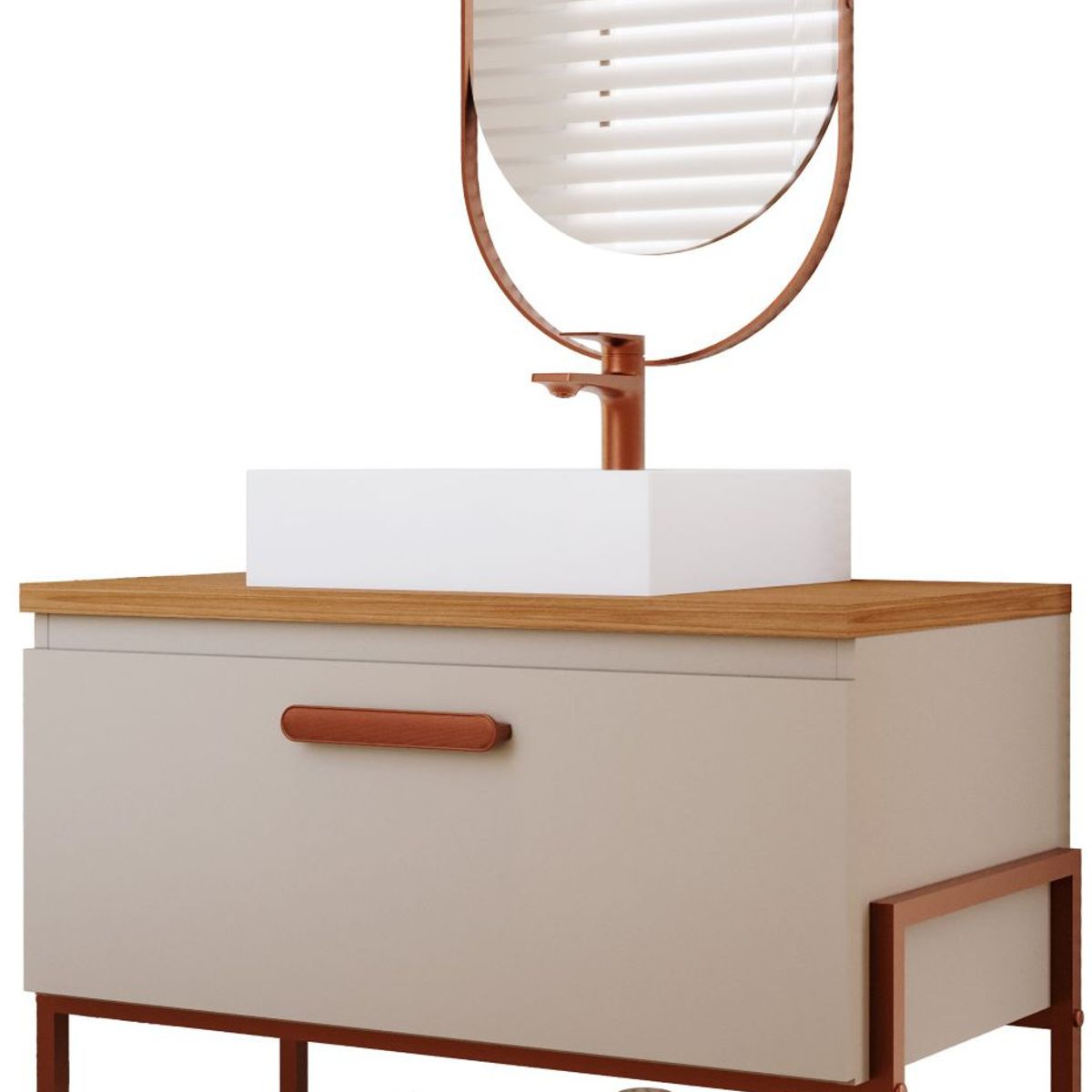 Gabinete para Banheiro Portinari 60cm Freijó/cappuccino Mgm, marca Mgm - Foto Principal