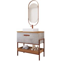 Gabinete para Banheiro Portinari 60cm Freijó/cimento Mgm