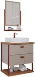 Armário Uni 60 Cm com Espelheira Cappuccino/Freijo MGM