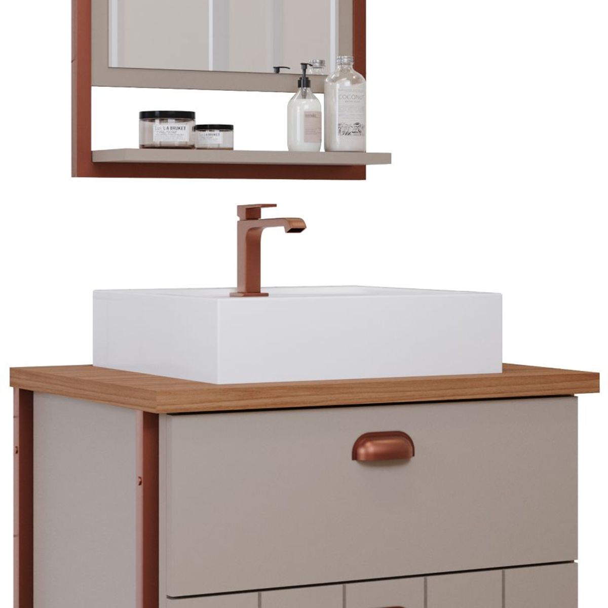 Gabinete para Banheiro com Espelho Uni 60cm Freijò/cappuccino Mgm, marca Mgm - Foto Principal