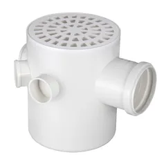 Caixa Sifonada Número 19 Com Grelha Redonda Branca 150x185x75 Krona