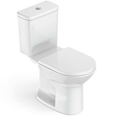Kit Vaso Sanitário com Caixa Acoplada e Assento Branco Duplo Acionamento 3/6L Saída Vertical Round Roca