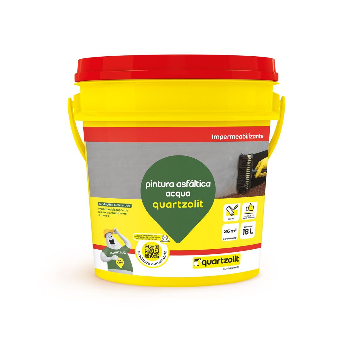 Pintura Asfáltica Acqua Quartzolit Bd 18L, marca Quartzolit - Foto 2
