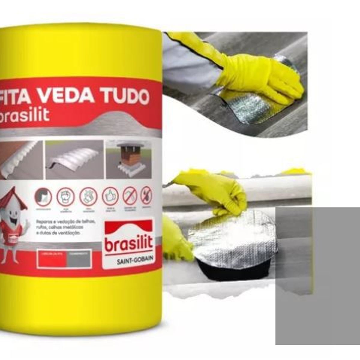 Fita Asfáltica Alumínio Vedatudo 45cm Brasilit, marca Brasilit - Foto Principal