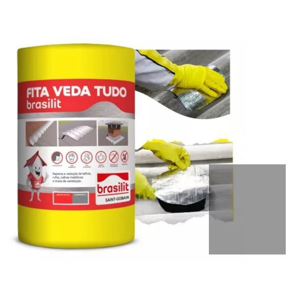 Fita Asfáltica Alumínio Vedatudo 45cm Brasilit, marca Brasilit - Foto Principal