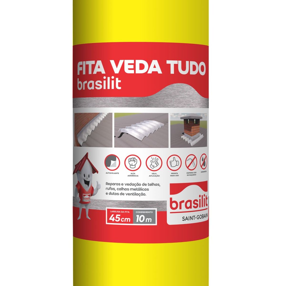 Fita Asfáltica Alumínio Vedatudo 45cm Brasilit, marca Brasilit - Foto 2