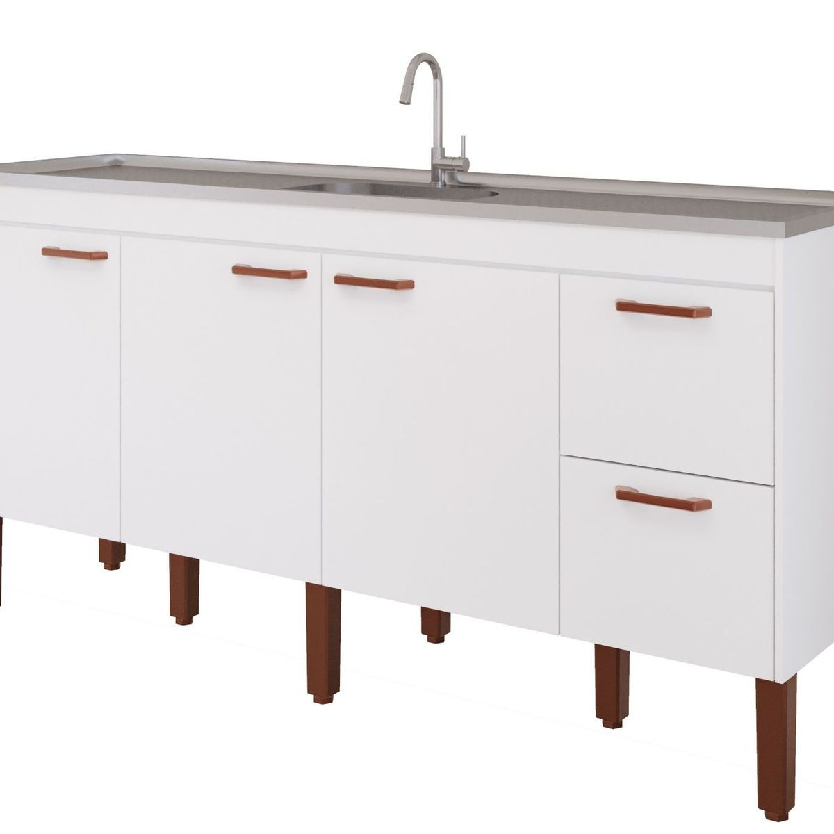 Balcão Cozinha Slim 174cm Branco Mgm, marca Mgm - Foto Principal