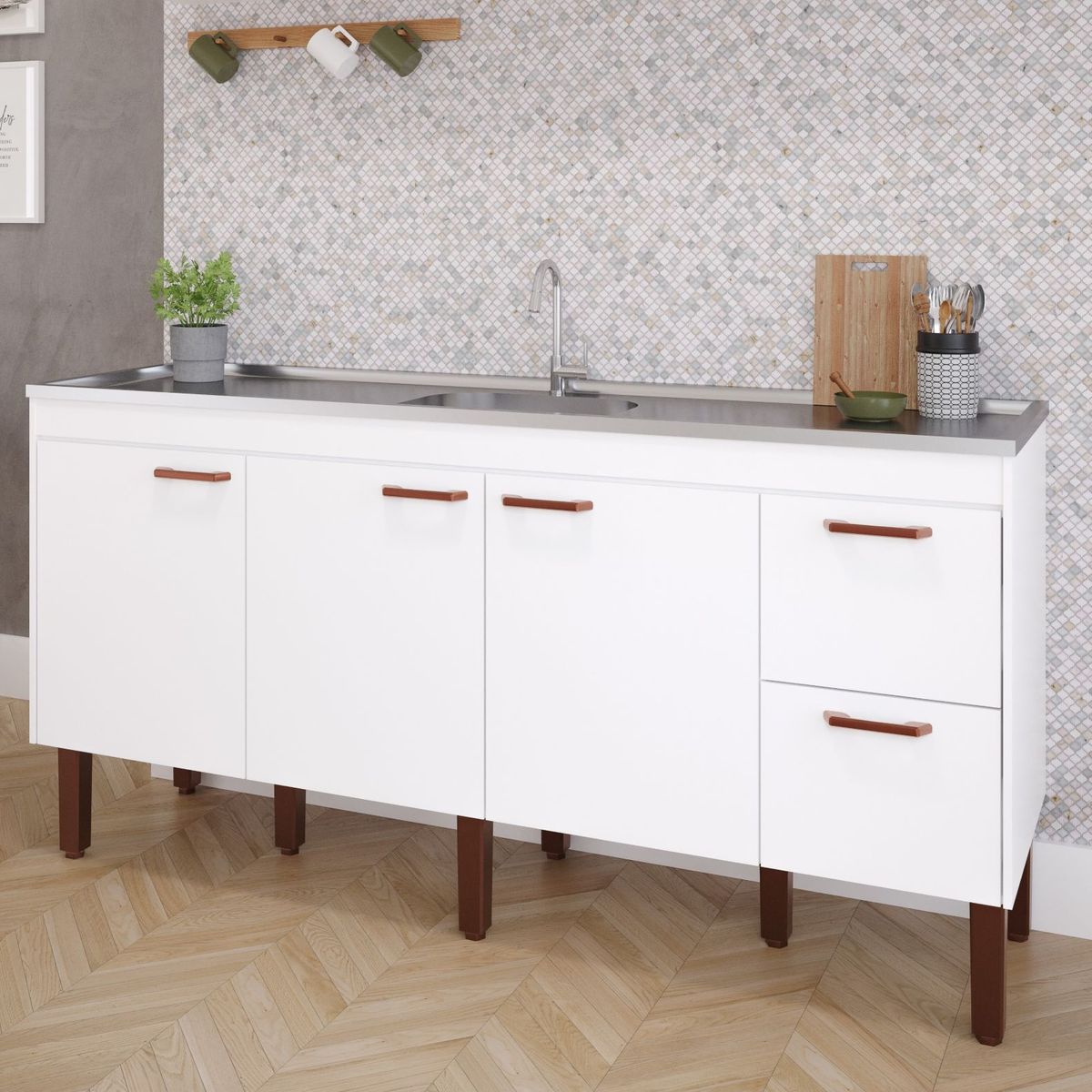 Balcão Cozinha Slim 174cm Branco Mgm, marca Mgm - Foto 2