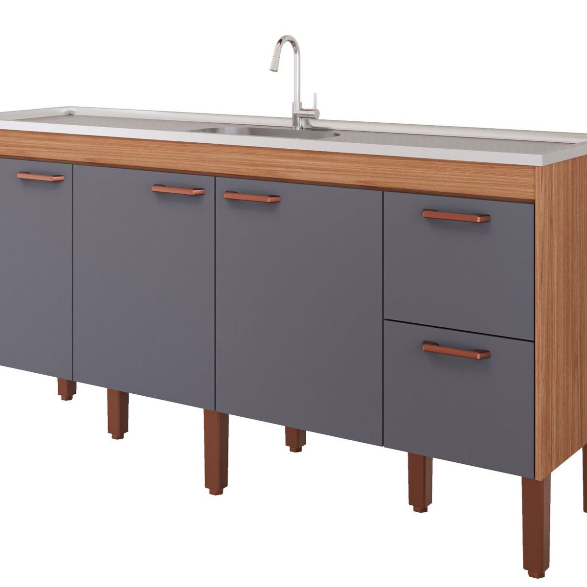 Gabinete para Cozinha Slim 174cm Freijó/titanium Mgm, marca Mgm - Foto Principal