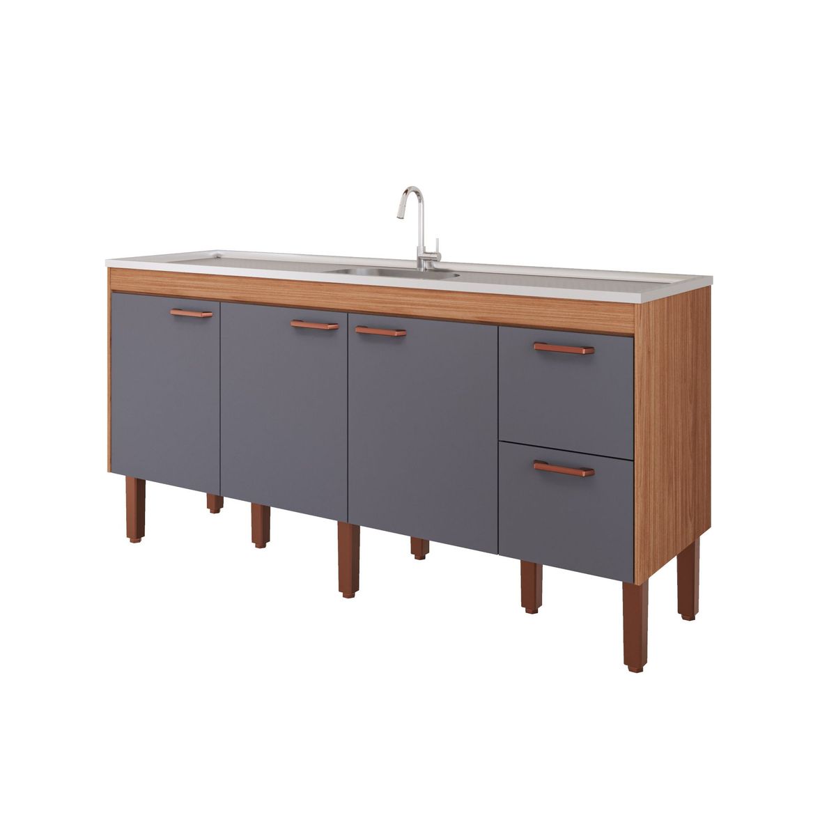 Gabinete para Cozinha Slim 174cm Freijó/titanium Mgm, marca Mgm - Foto Principal