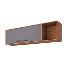 Armário Para Cozinha Aereo Slim 144cm Freijo/Titanium Mgm