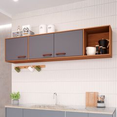 Armário Para Cozinha Aereo Slim 174cm Freijo/Titanium Mgm