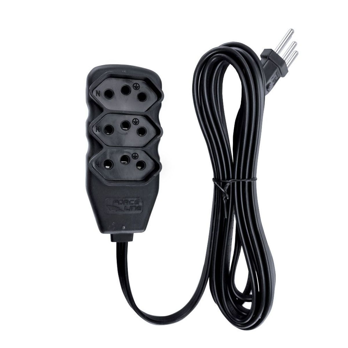 Extensão 3 Tomadas Slim Tripolar  Preto 1,0M, marca Forceline - Foto Principal