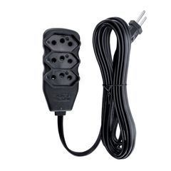Extensão 3 Tomadas Slim Tripolar  Preto 5,0M