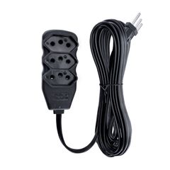 Extensão 3 Tomadas Slim Tripolar  Preto 10,0M