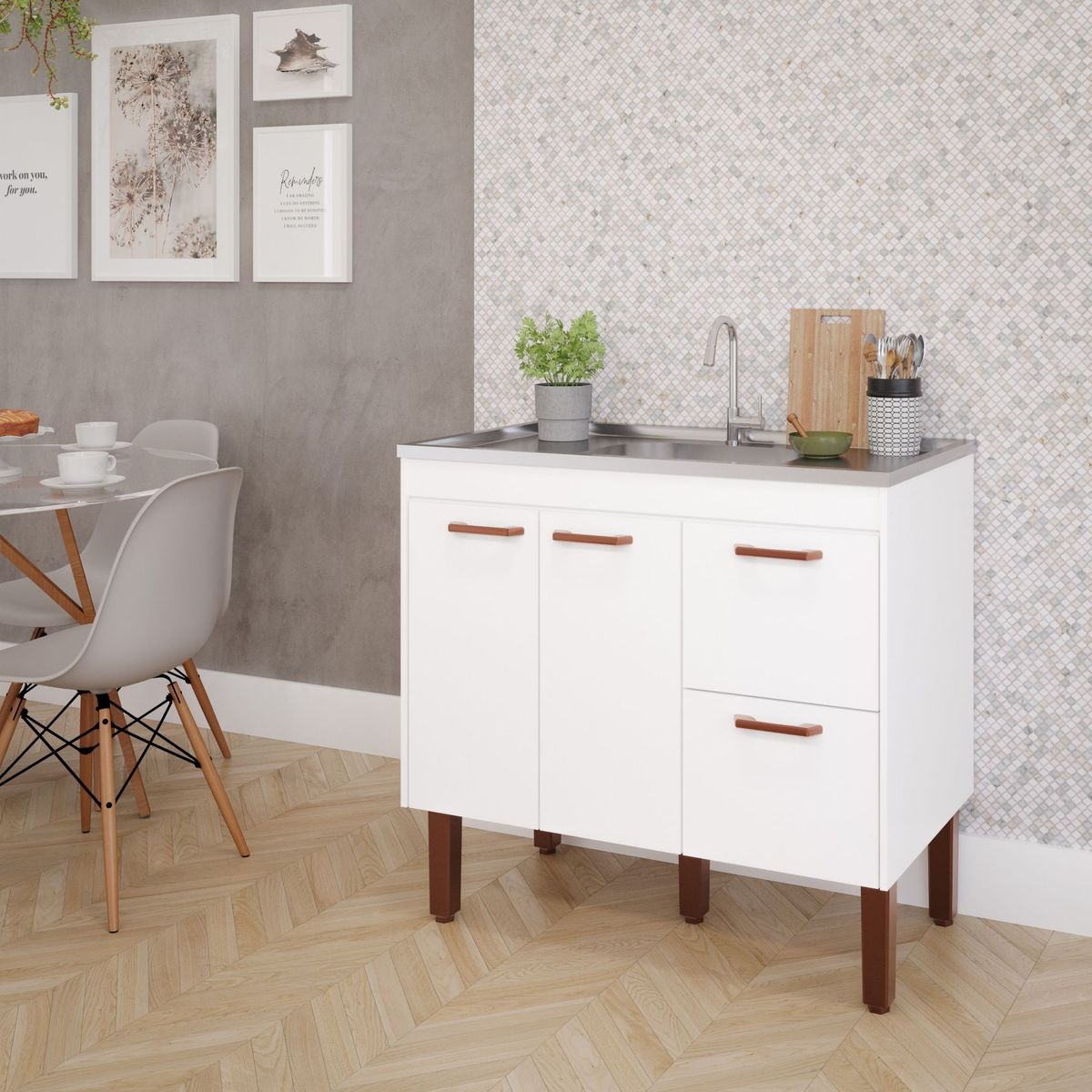 Gabinete para Cozinha Slim 94cm Branco Mgm, marca Mgm - Foto 2