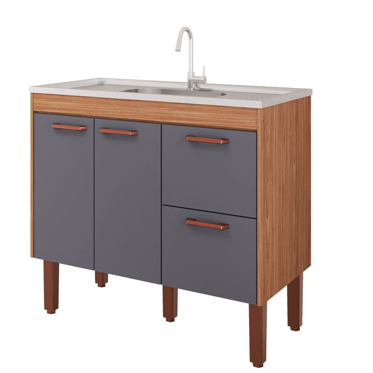 Gabinete para Cozinha Slim 94cm Freijó/titanium Mgm, marca Mgm - Foto Principal