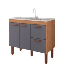 Gabinete para Cozinha Slim 94cm Freijó/titanium Mgm