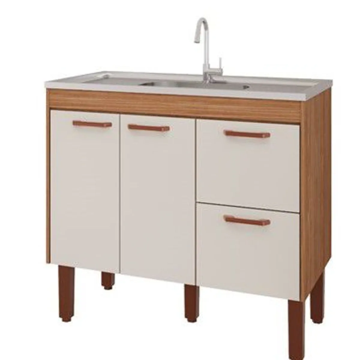 Gabinete para Cozinha Slim 94cm Freijó/off White Mgm, marca Mgm - Foto Principal