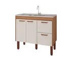 Gabinete para Cozinha Slim 94cm Freijó/off White Mgm