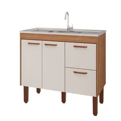 Gabinete para Cozinha Slim 94cm Freijó/off White Mgm
