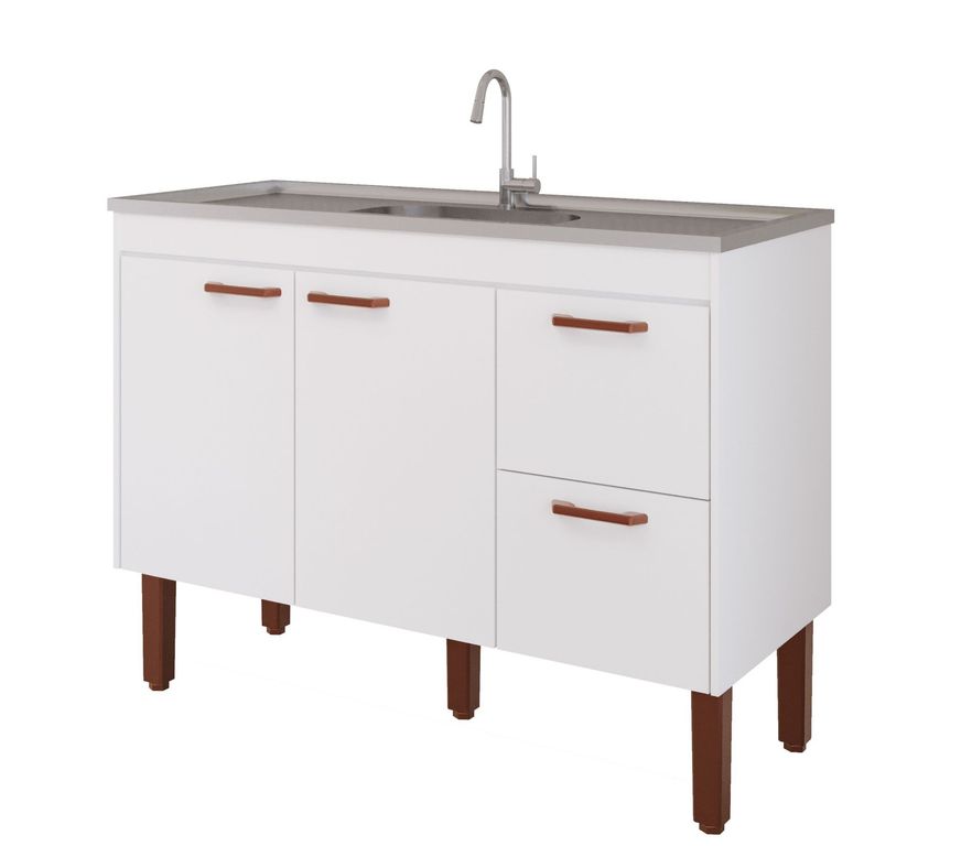 Armário Tulipa 59cm com Espelheira Branco MGM | Sodimac