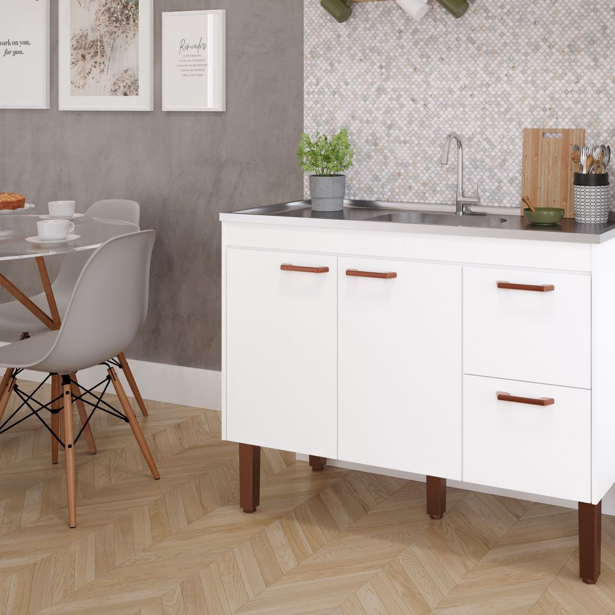 Gabinete para Cozinha Slim 114cm Branco Mgm, marca Mgm - Foto 2