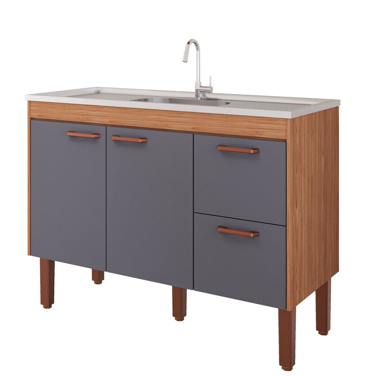 Gabinete para Cozinha Slim 114cm Freijó/titanium Mgm, marca Mgm - Foto Principal