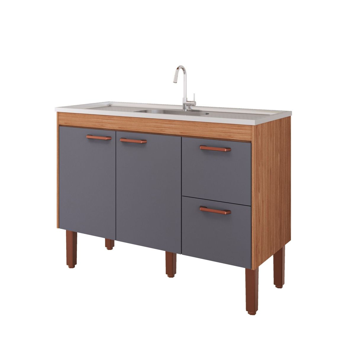 Gabinete para Cozinha Slim 114cm Freijó/titanium Mgm, marca Mgm - Foto Principal