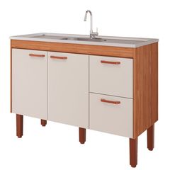 Gabinete para Cozinha Slim 114cm Freijó/off White Mgm