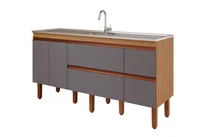 Balcão Cozinha Prisma 174cm Freijo/Titanium Mgm