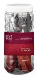 Conjunto de Talheres 12 Peça com Pote Cabo Madeira Martinazzo