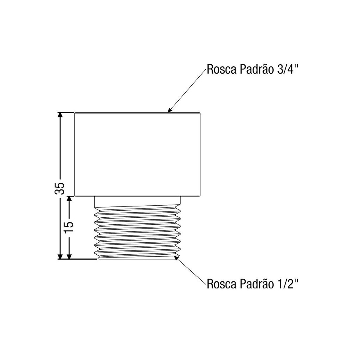 Redução Invertida de Latão Cromado Rosca 3/4" X 1/2" Censi, marca Censi - Foto 2