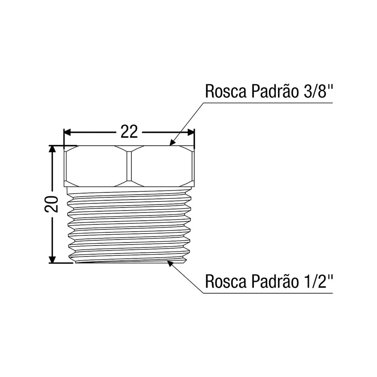Bucha de Redução em Latão Cromado Rosca 3/8" X 1/2" Censi, marca Censi - Foto 2