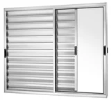 Janela Veneziana 3 Folhas Sem Grade 100x120cm Vidro Liso