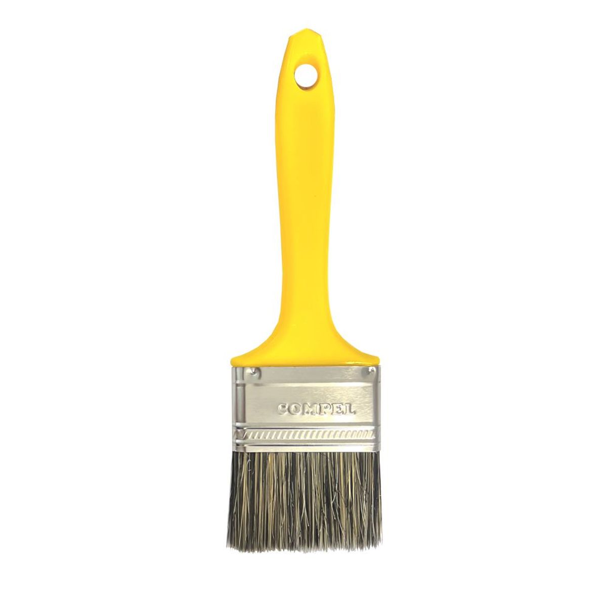 Trincha 2 1/2 Cerda Gris Cabo Amarelo Referencia 306 Pincéis Compel, marca Pincéis Compel - Foto Principal