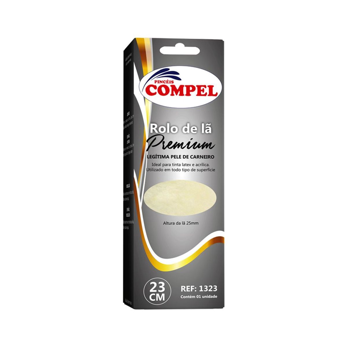 Rolo de Lã Premium 23cm Legitima Pele de Carneiro sem Cabo Pinceis Compel, marca Pinceis Compel - Foto Principal