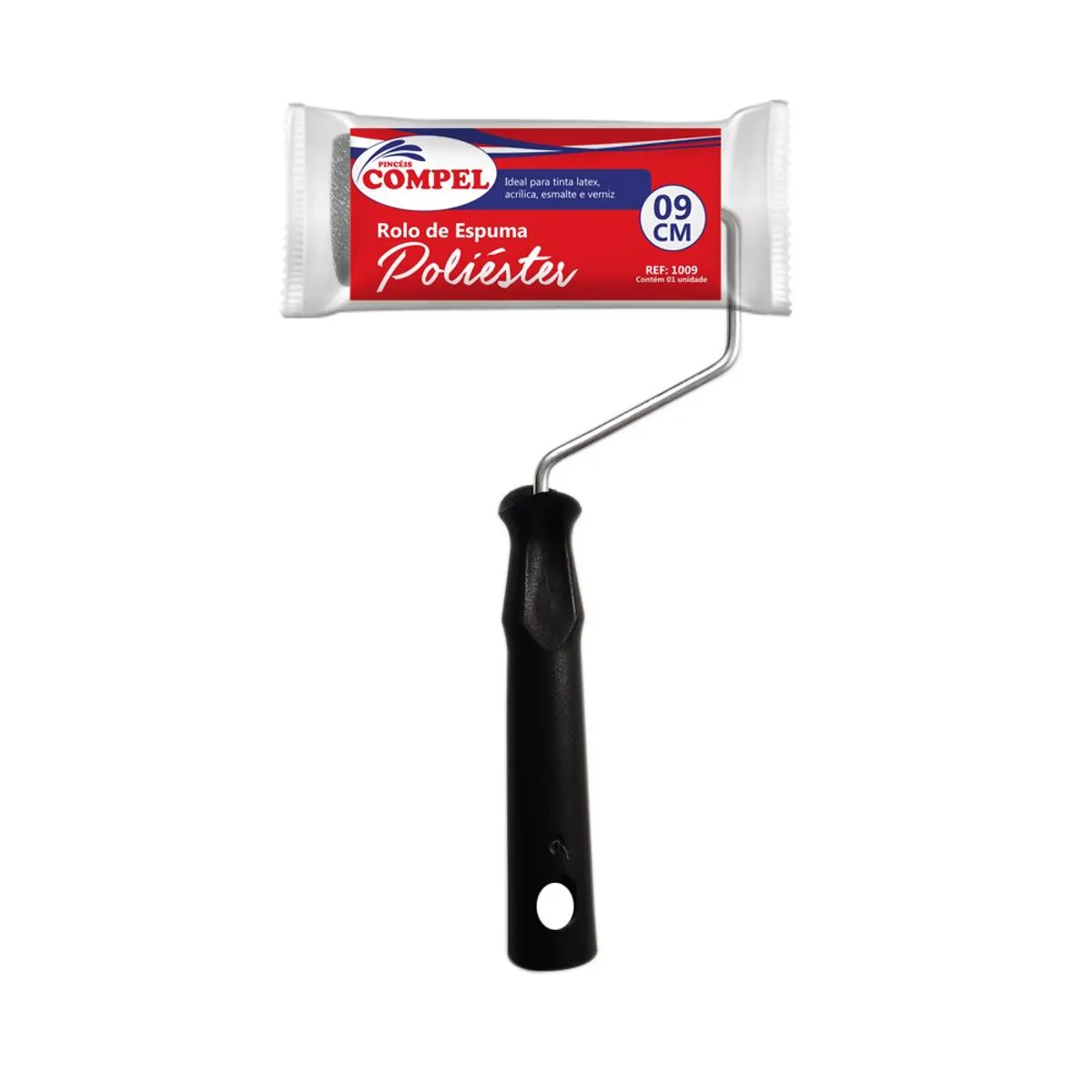 Rolo de 09cm Espuma Poliester com Cabo Pinceis Compel, marca Pinceis Compel - Foto Principal