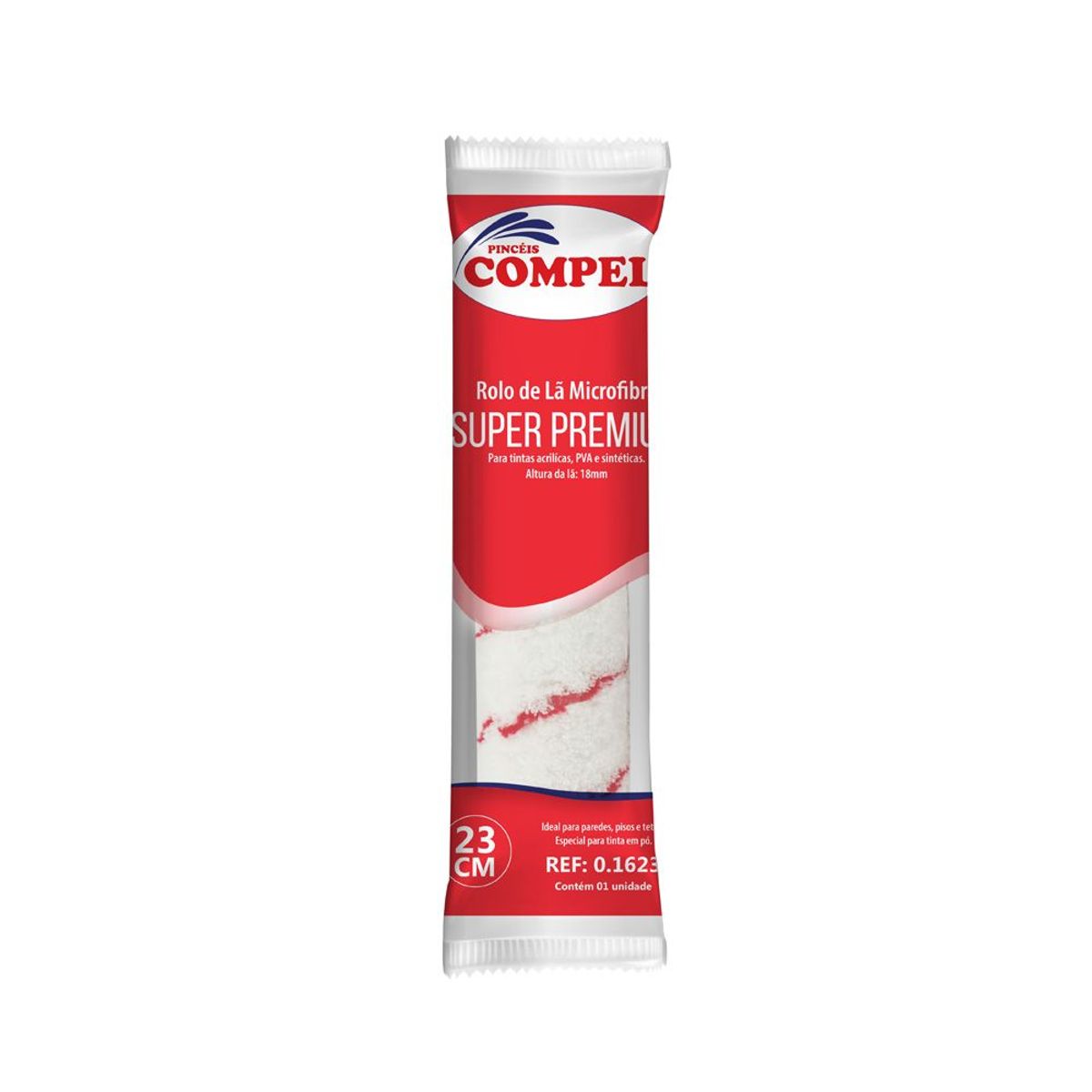 Rolo de 23cm Microfibra Super Premium sem Cabo, marca Pinceis Compel - Foto Principal