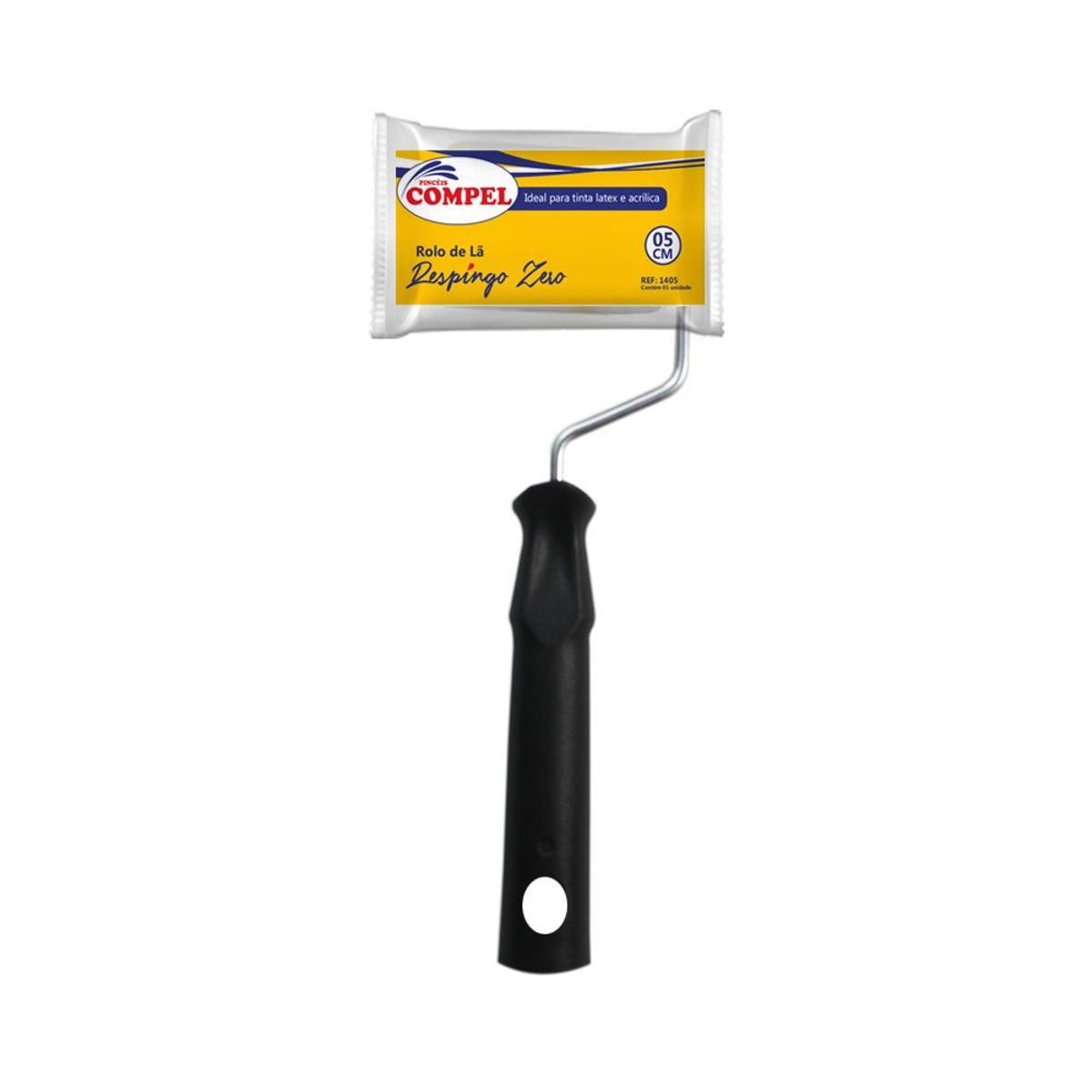 Rolo de Lã 05cm Respingo Zero com Cabo Pinceis Compel, marca Pinceis Compel - Foto Principal