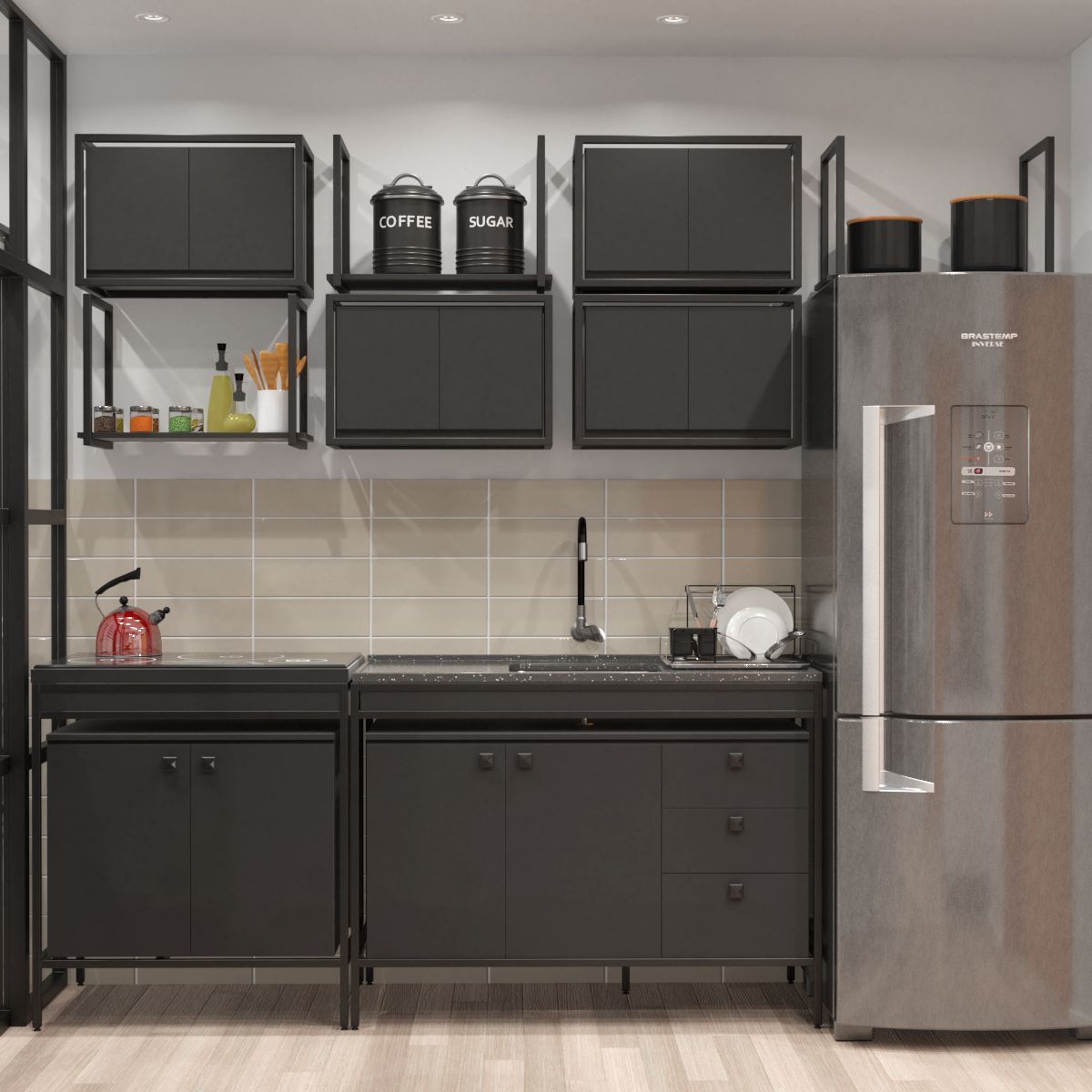 Modulo Pia 120x54cm Preto Venturi, marca Venturi - Foto Principal