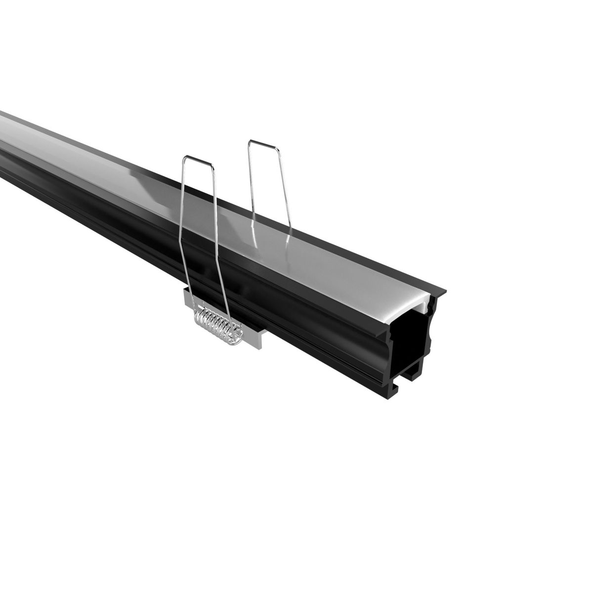 Perfil de Embutir Fino Preto com Difusor Branco 2 Metros, marca Hazak - Foto Principal