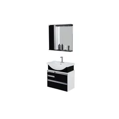 Gabinete para Banheiro com Cuba e Espelho Atacama 63cm Preto Rorato
