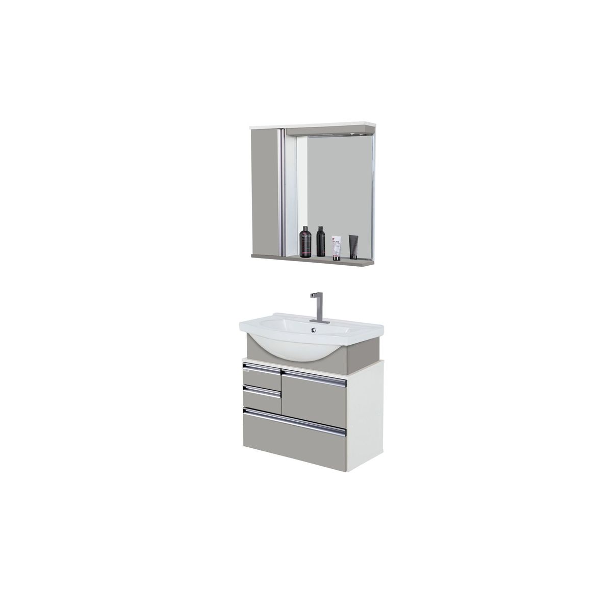 Gabinete para Banheiro com Cuba e Espelho Atacama 63cm Cinza Rorato, marca A. J. Rorato - Foto Principal